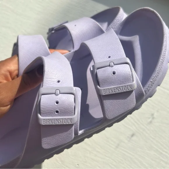 Birkenstock EVA Arizona Two Strap Waterproof Slide Sandal - Purple Fog, Size 10 - Picture 9 of 9